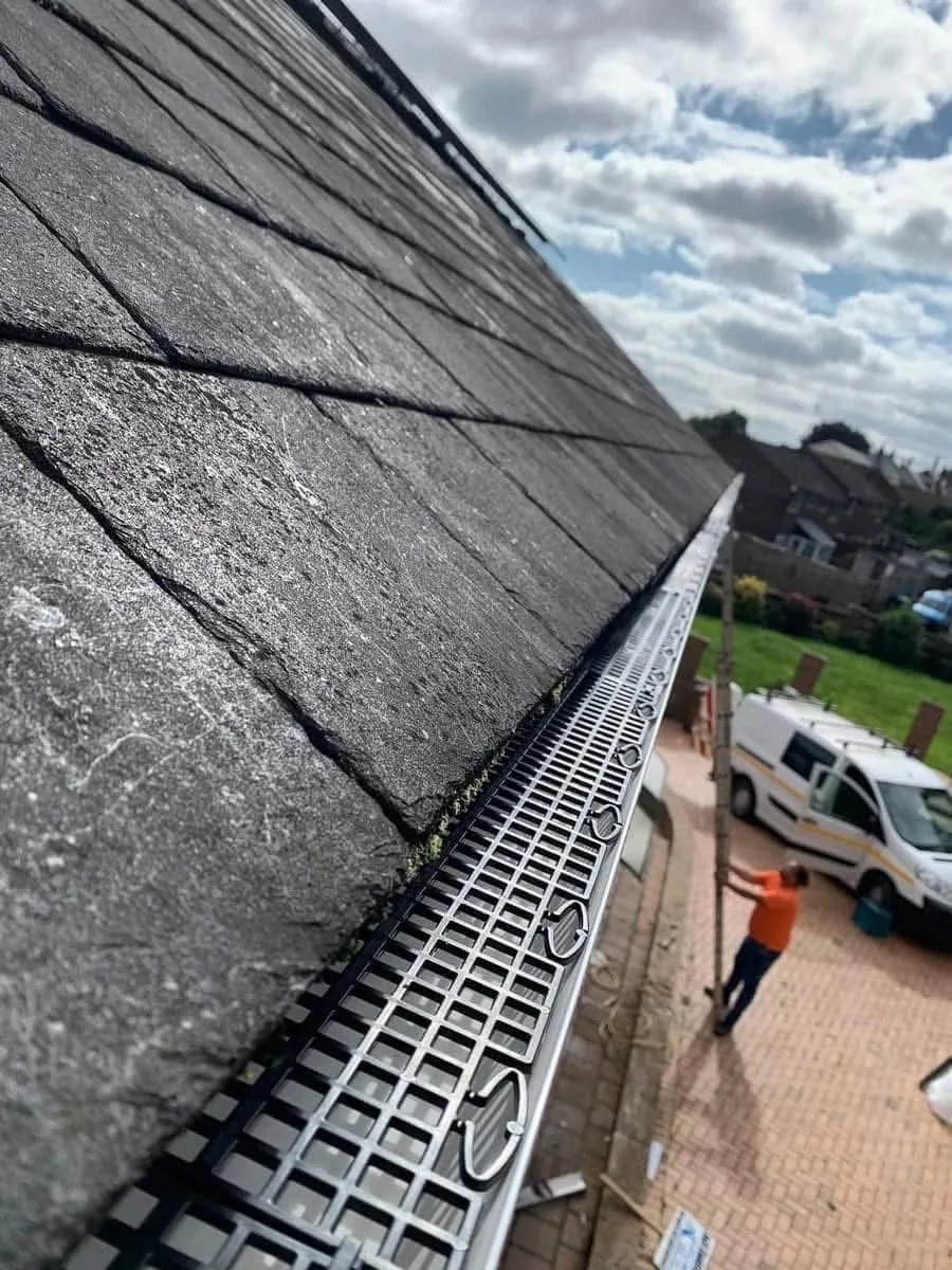Gutter guard fitted on a slate roof in Kingsteignton